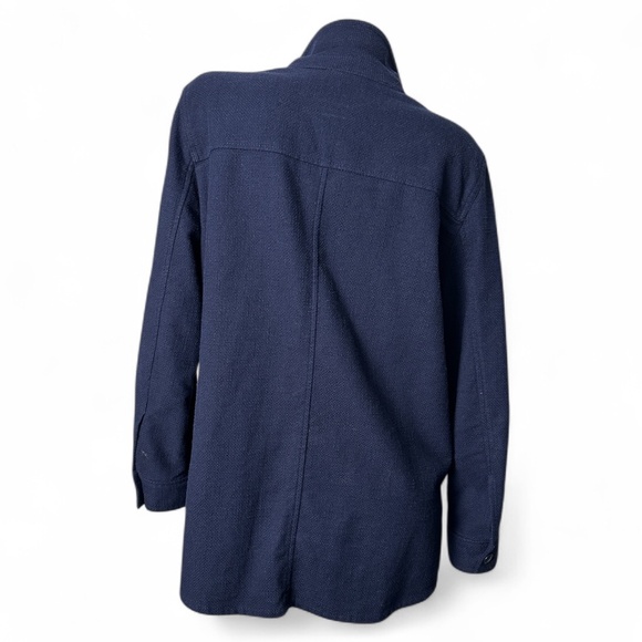 Classic TALBOTS Women's L Long-Sleeved Button-Down Large-Weave Navy Shirt-Jacket - Picture 5 of 10